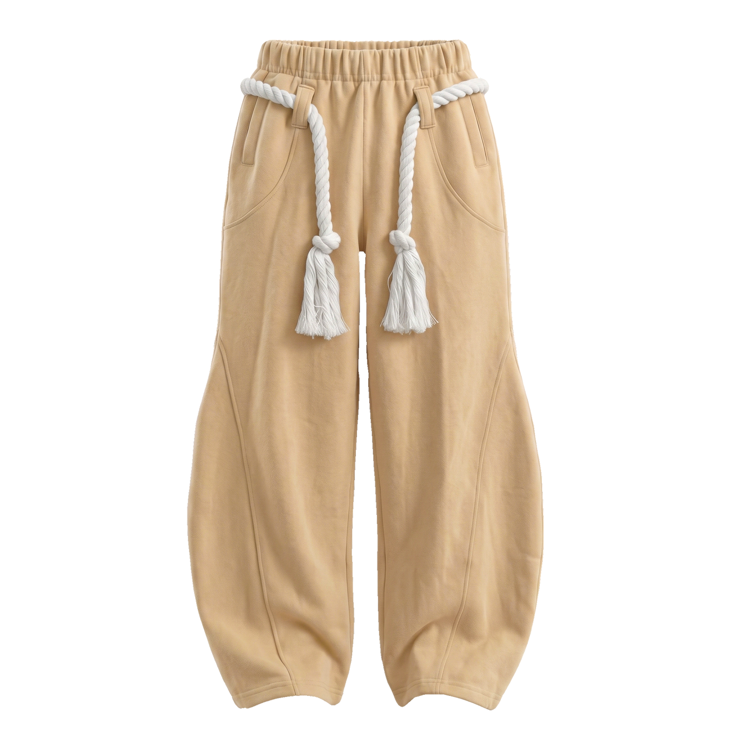 BEIGE TOJI Rope Unisex Barrel Fit Baggy Pants