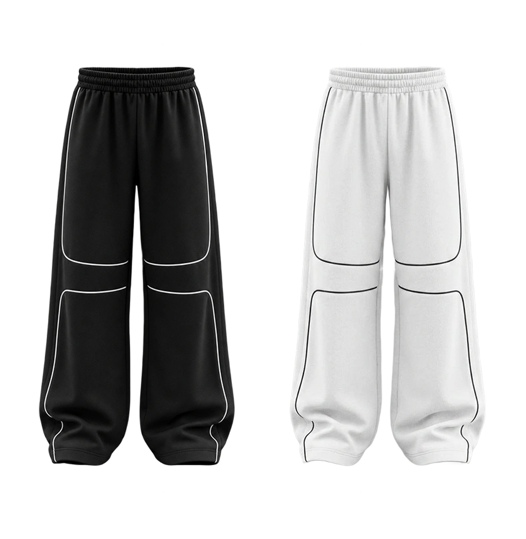 Gridlock White + Black Premium Baggy Pants Combo