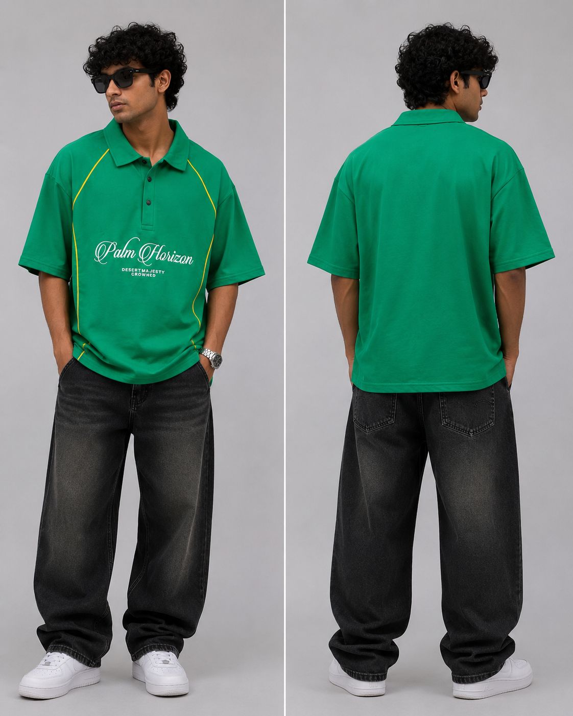 Palm Horizon Oversized Premium Polo