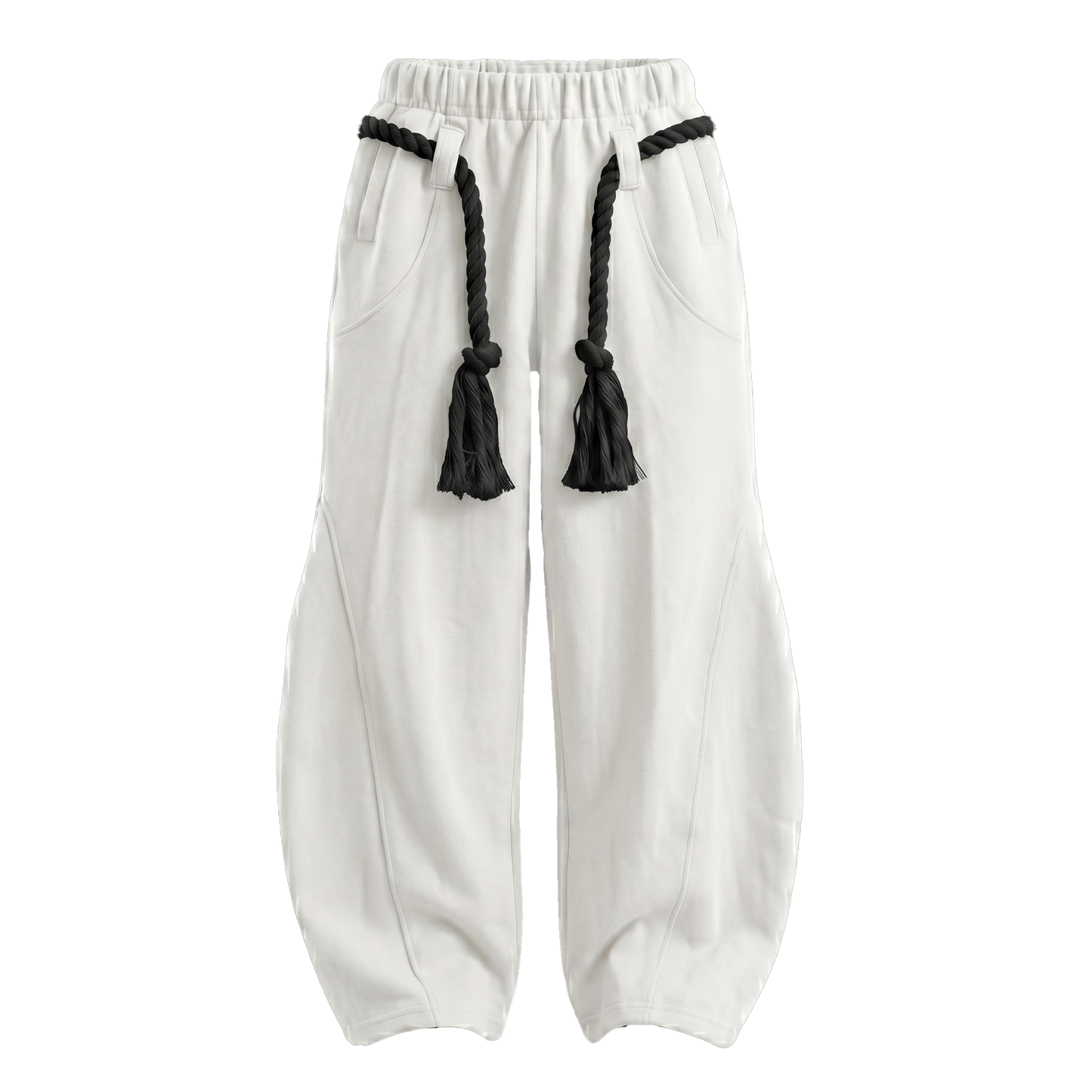 WHITE TOJI Rope Unisex Barrel Fit Baggy Pants