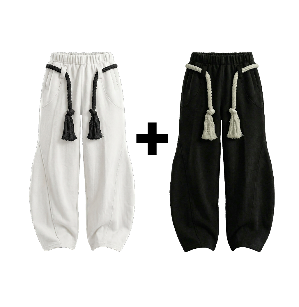 WHITE TOJI Rope Unisex Barrel Fit Baggy Pants