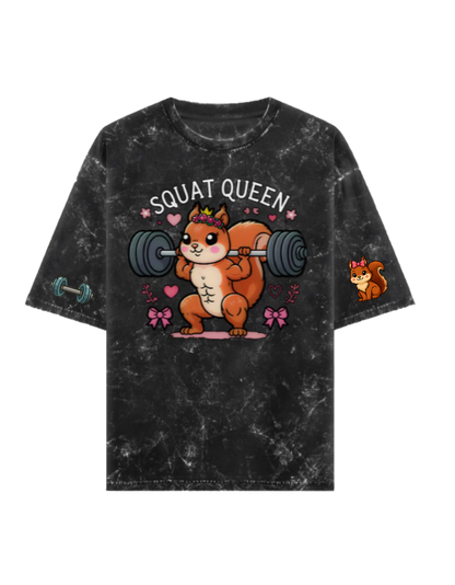 🐿️ Squat Queen Oversized Acid Washed Tshirt