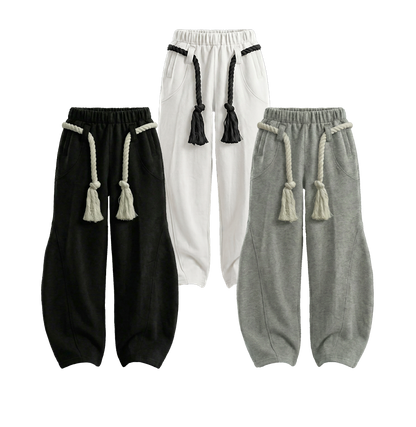 WHITE TOJI Rope Unisex Barrel Fit Baggy Pants