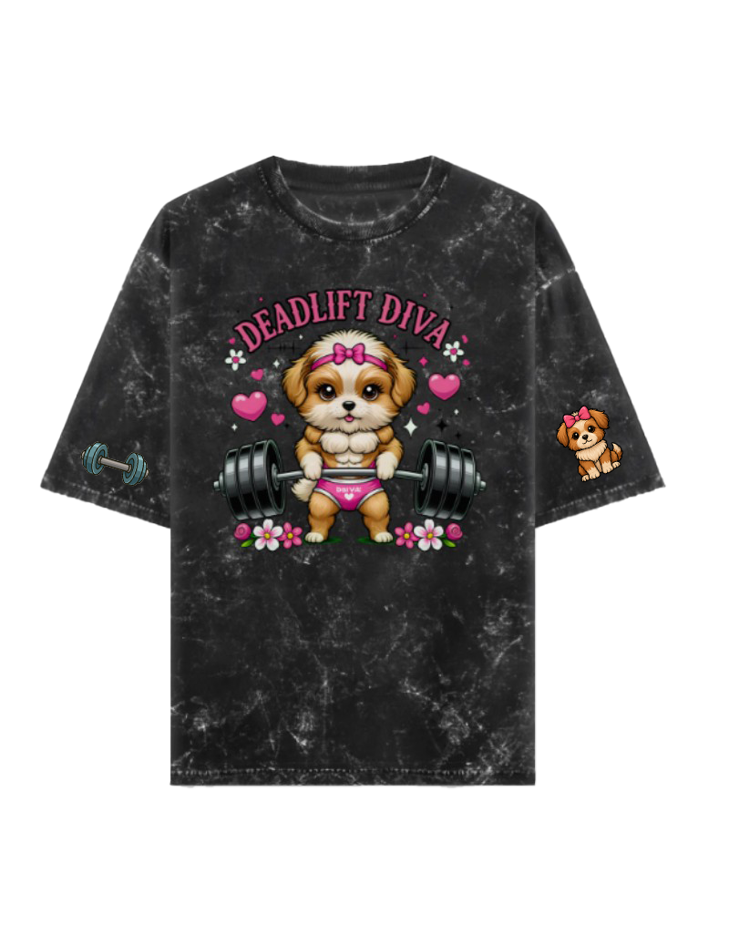 🐶 Deadlift Diva Oversized Acid Washed Tshirt