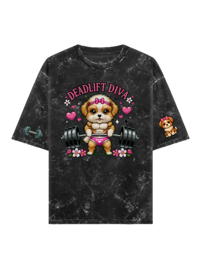 🐶 Deadlift Diva Oversized Acid Washed Tshirt