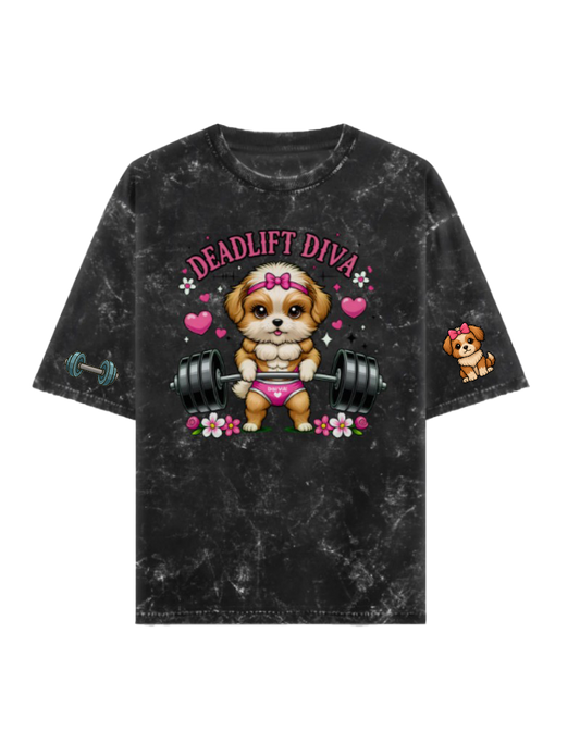 🐶 Deadlift Diva Oversized Acid Washed Tshirt