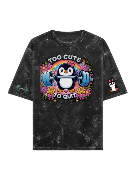 🐧 Too Cute to Quit Oversized Acid Washed Tshirt