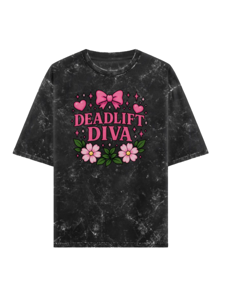 Deadlift Diva Acid Washed Oversized Tee