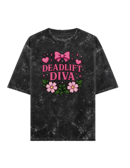 Deadlift Diva Acid Washed Oversized Tee