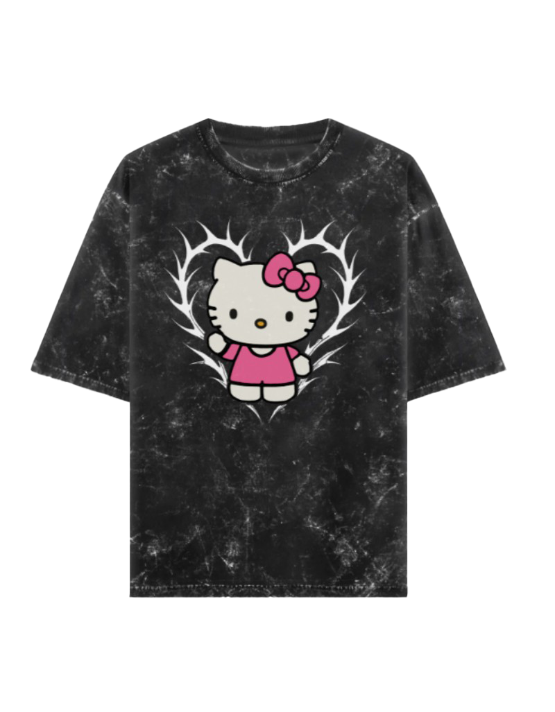 Spiked Sweetheart Acid Washed Oversized Tee