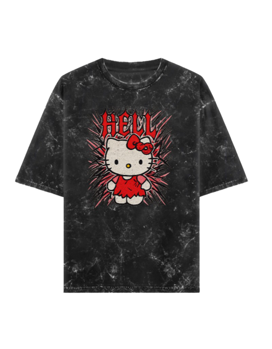 Hell-O Kitty Acid Washed Oversized Tee