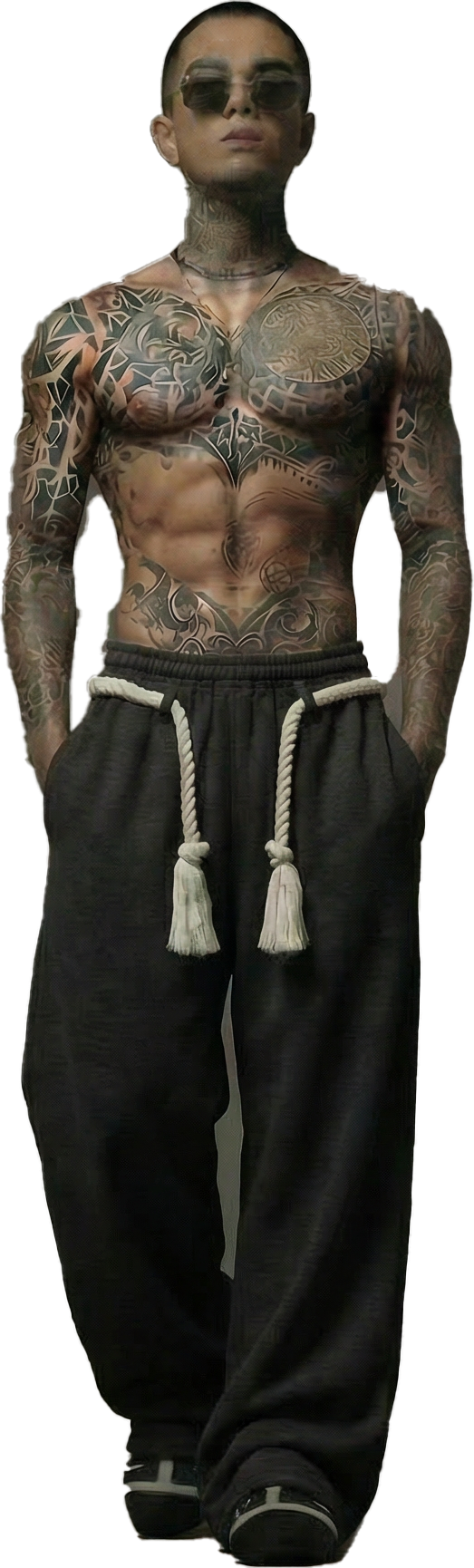 BLACK TOJI Rope Unisex Straight Fit Baggy Pants
