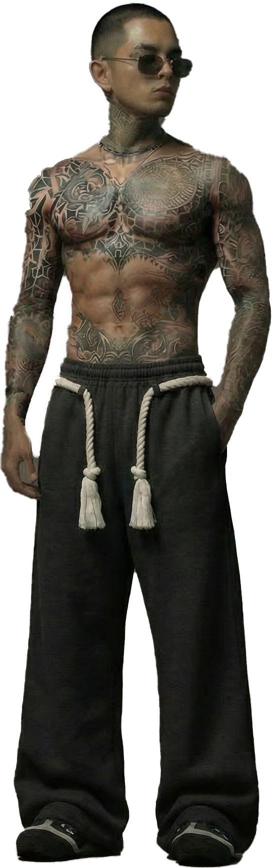 BLACK TOJI Rope Unisex Straight Fit Baggy Pants