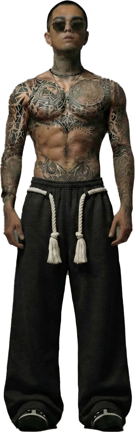 BLACK TOJI Rope Unisex Straight Fit Baggy Pants