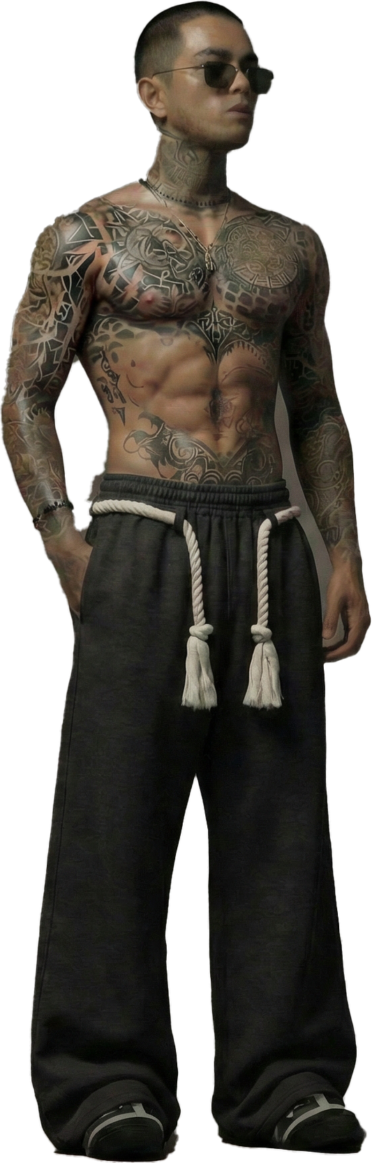 BLACK TOJI Rope Unisex Straight Fit Baggy Pants