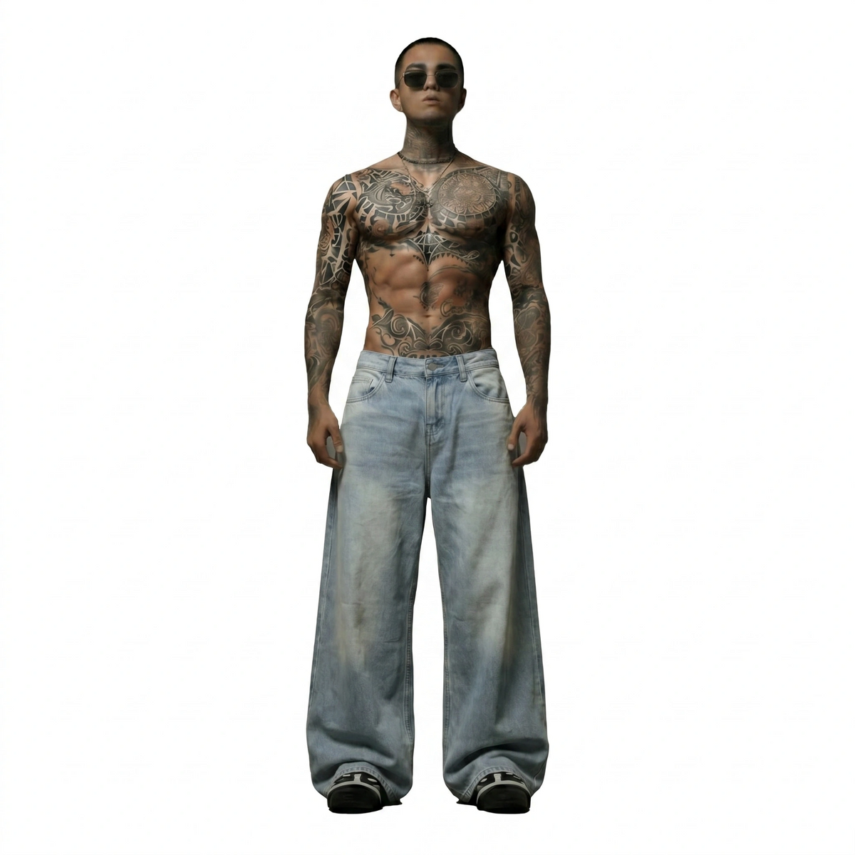 Ice Wash Wide Baggy Jeans