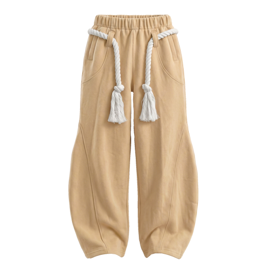 BEIGE TOJI Rope Unisex Barrel Fit Baggy Pants