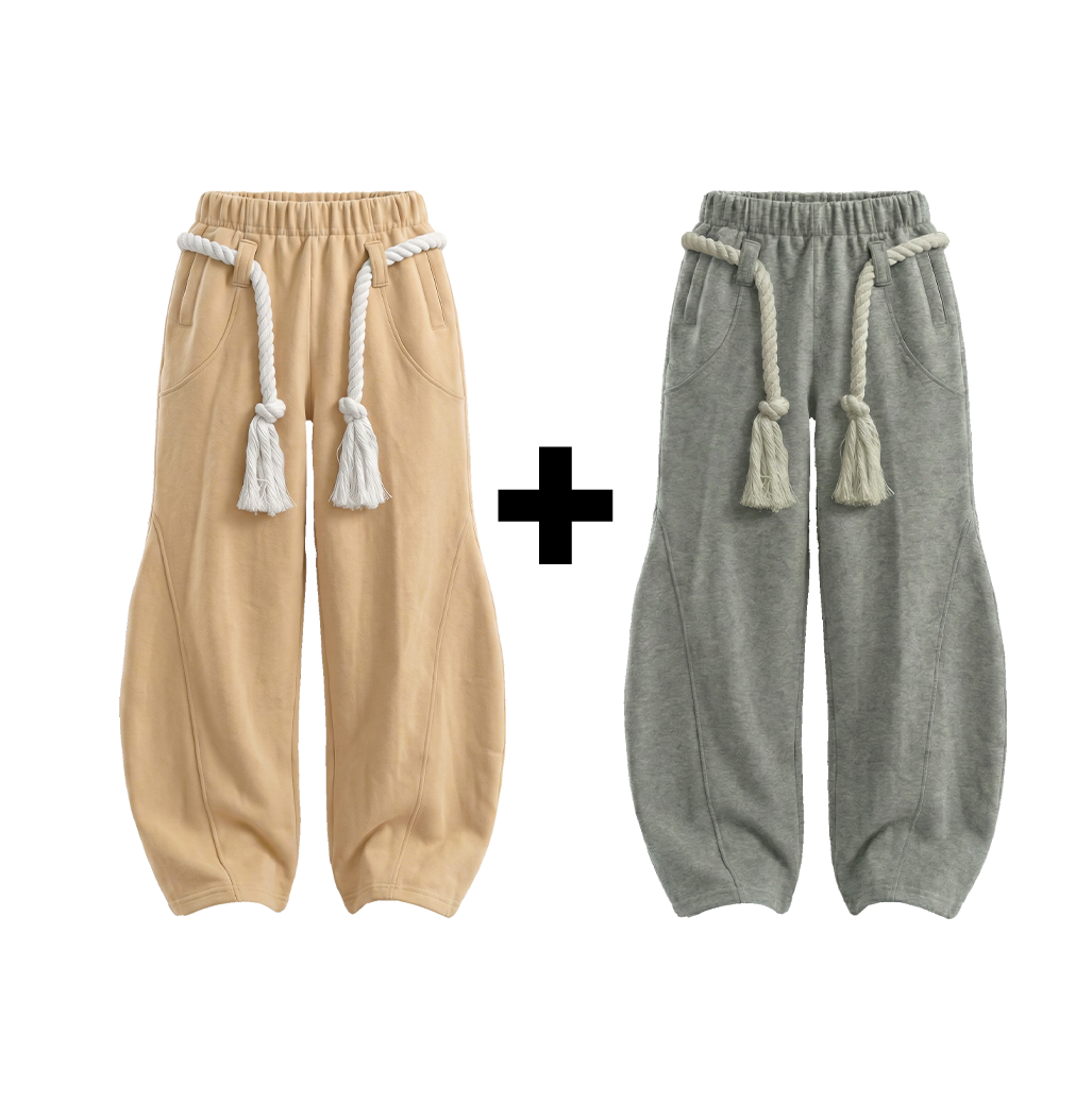 BEIGE TOJI Rope Unisex Barrel Fit Baggy Pants