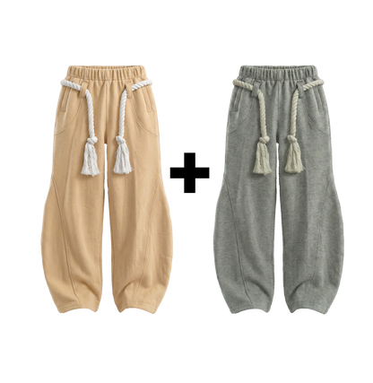 BEIGE TOJI Rope Unisex Barrel Fit Baggy Pants