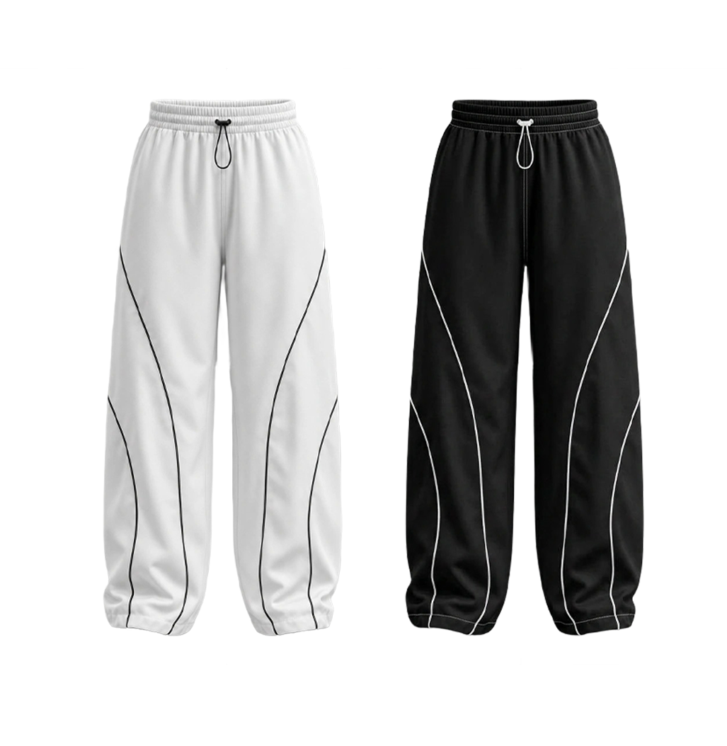 Momentum White + Black Premium Baggy Pants Combo