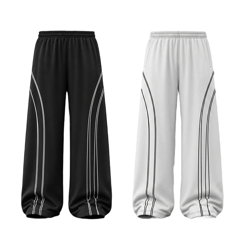 Apex White + Black Premium Baggy Pants Combo