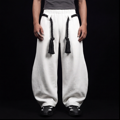 WHITE TOJI Rope Unisex Barrel Fit Baggy Pants