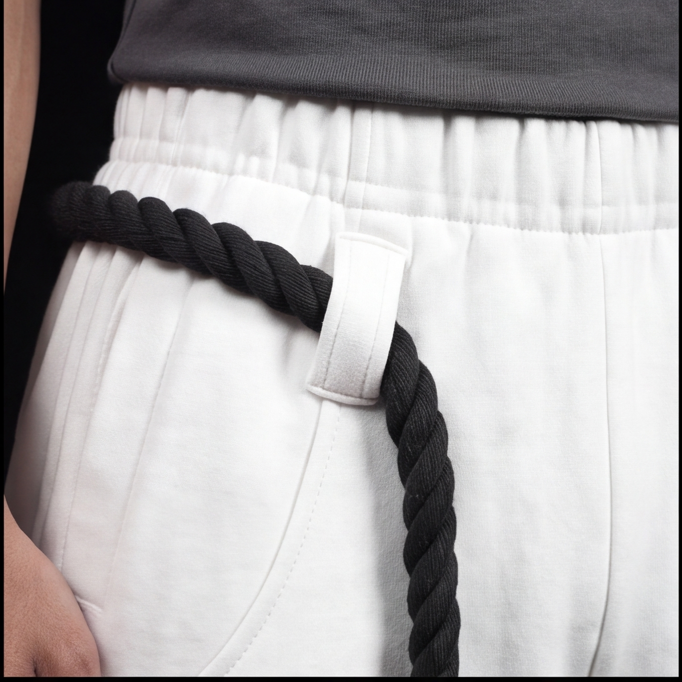 WHITE TOJI Rope Unisex Barrel Fit Baggy Pants