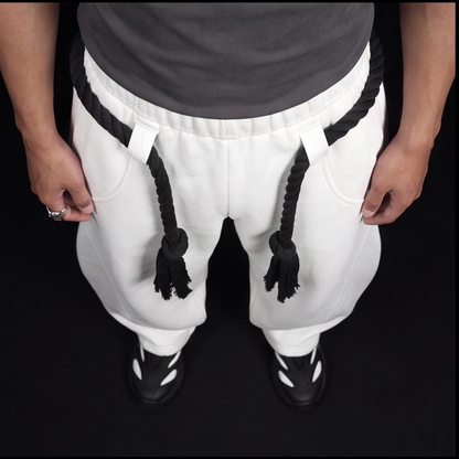 WHITE TOJI Rope Unisex Barrel Fit Baggy Pants
