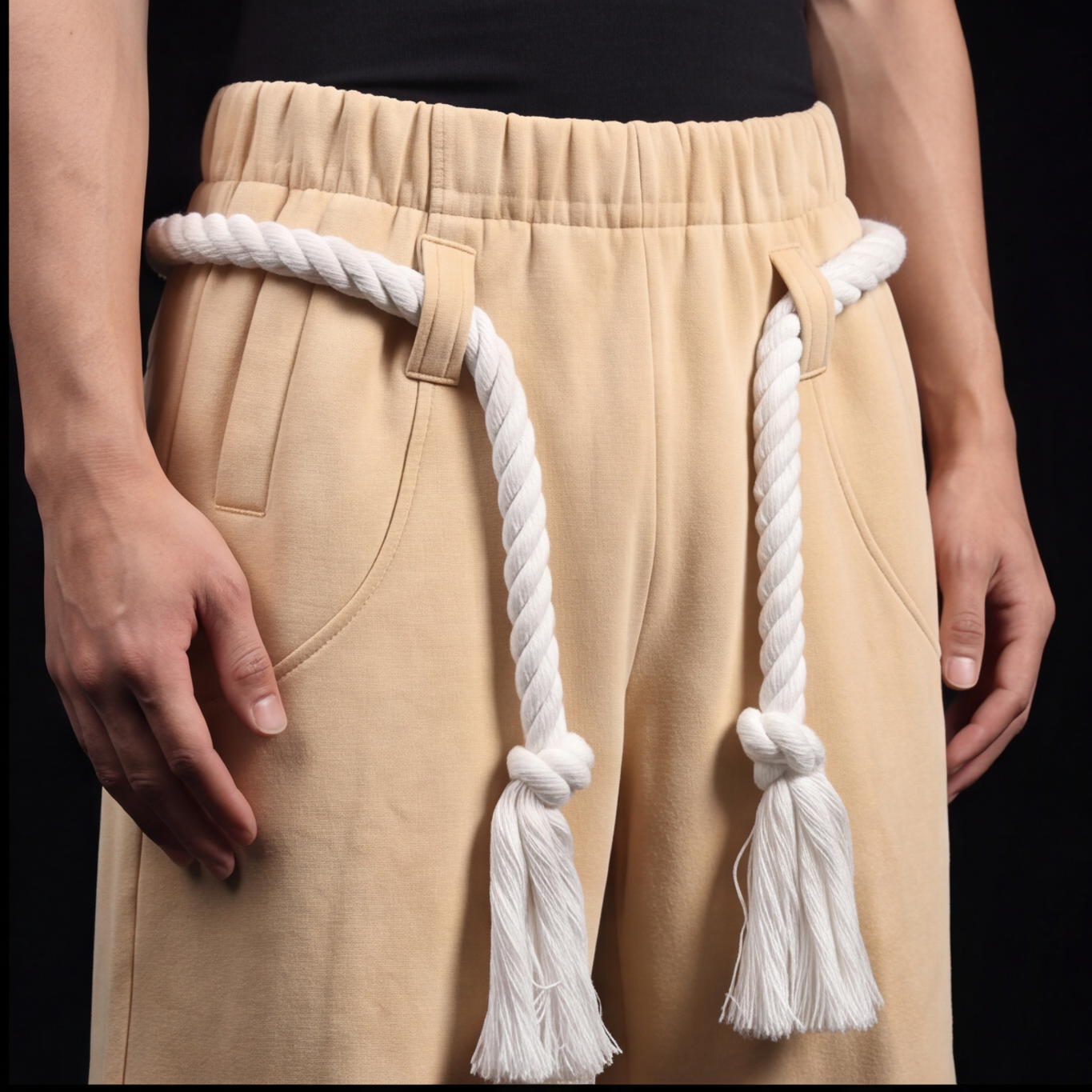 BEIGE TOJI Rope Unisex Barrel Fit Baggy Pants