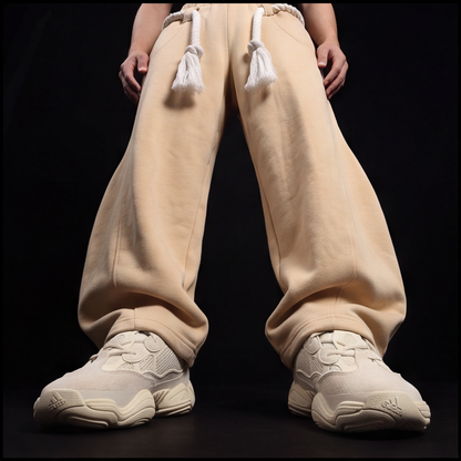 BEIGE TOJI Rope Unisex Barrel Fit Baggy Pants
