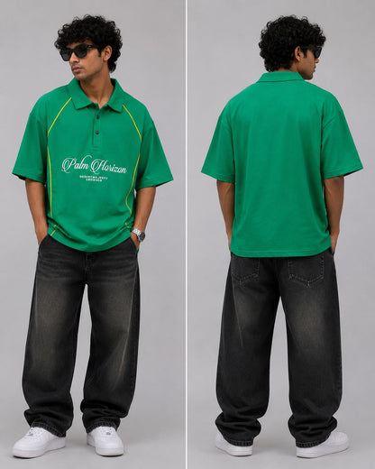 Palm Horizon Oversized Premium Polo