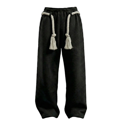 BLACK TOJI Rope Unisex Straight Fit Baggy Pants