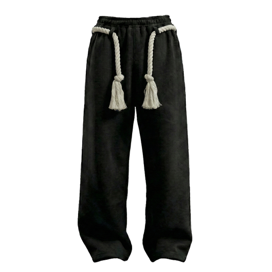 BLACK TOJI Rope Unisex Straight Fit Baggy Pants