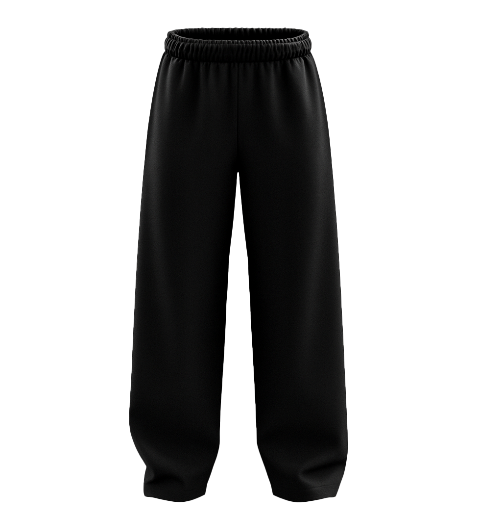 Basic Pure Black Unisex Straight Fit Baggy Pants
