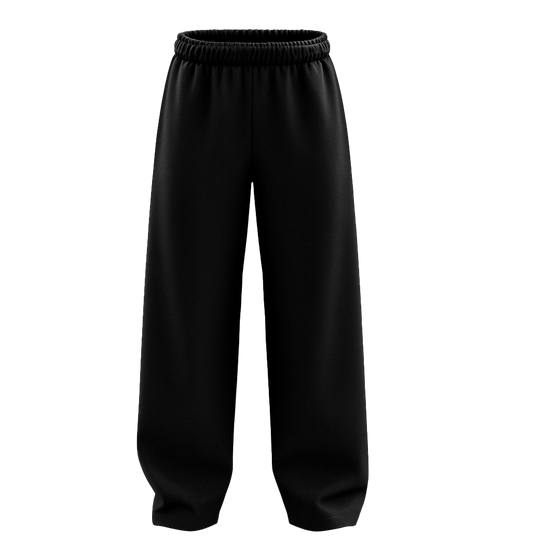 Basic Pure Black Unisex Straight Fit Baggy Pants
