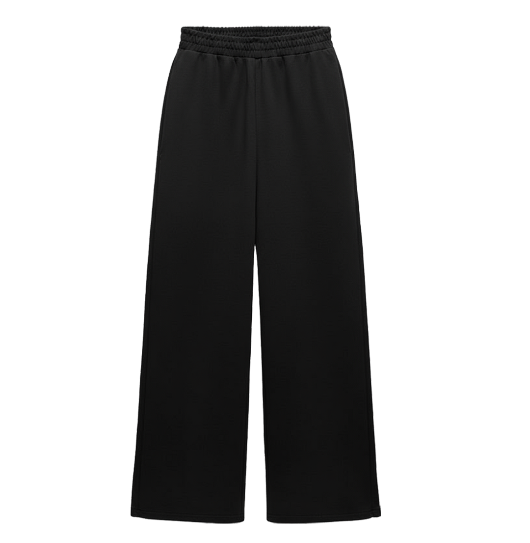 Basic Pure Black Unisex Straight Fit Baggy Pants