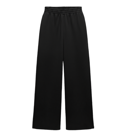 Basic Pure Black Unisex Straight Fit Baggy Pants