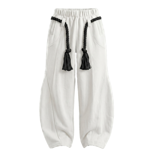 WHITE TOJI Rope Unisex Barrel Fit Baggy Pants