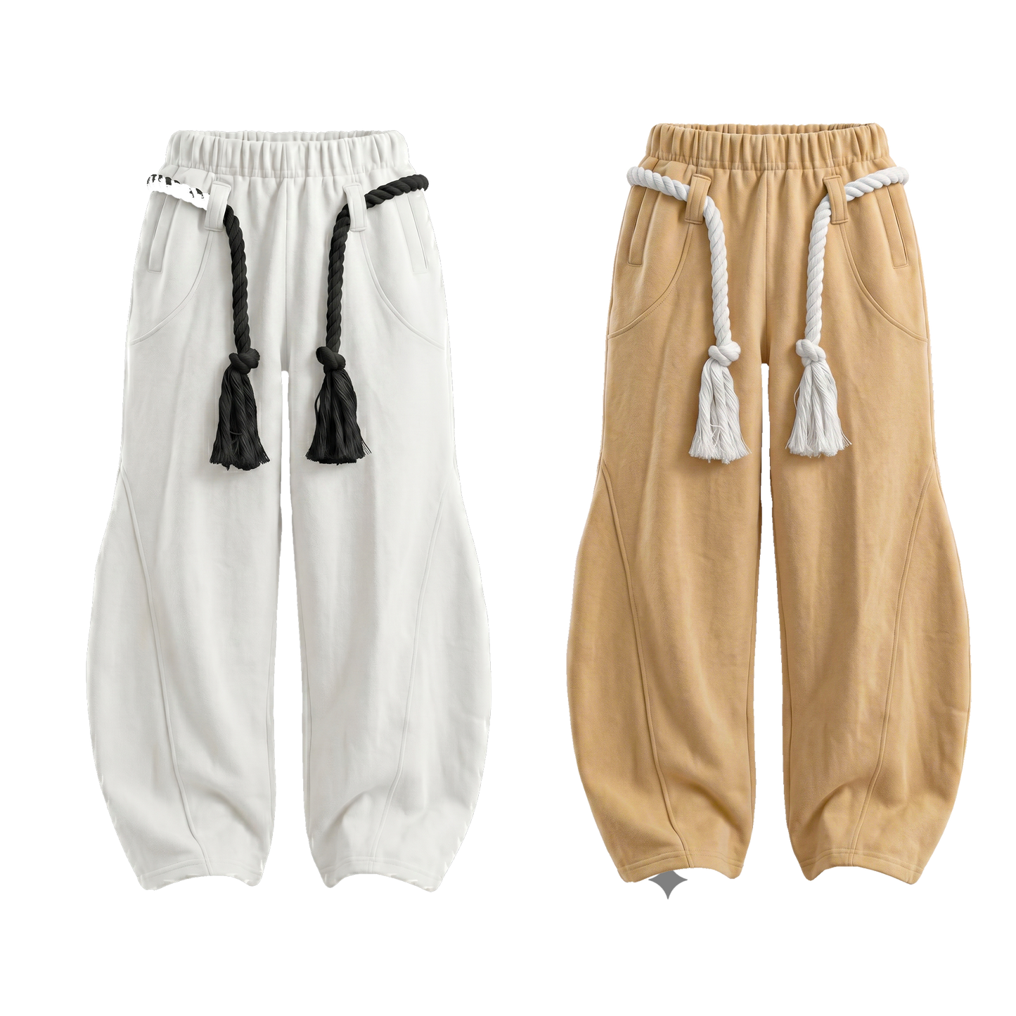 WHITE TOJI Rope Unisex Barrel Fit Baggy Pants