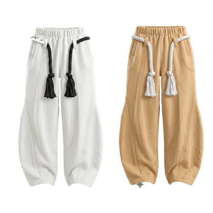 WHITE TOJI Rope Unisex Barrel Fit Baggy Pants