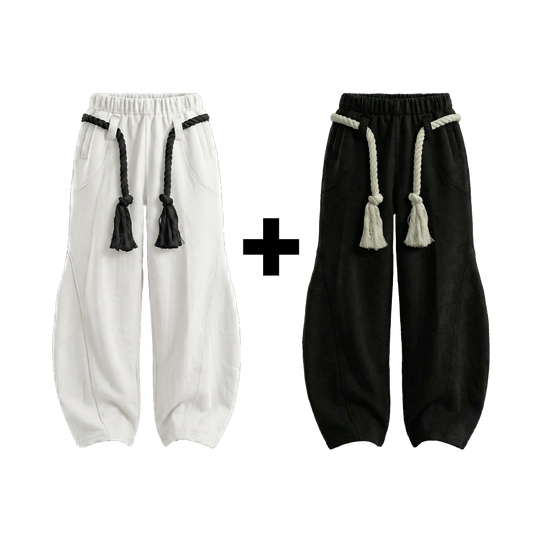 WHITE TOJI Rope Unisex Barrel Fit Baggy Pants