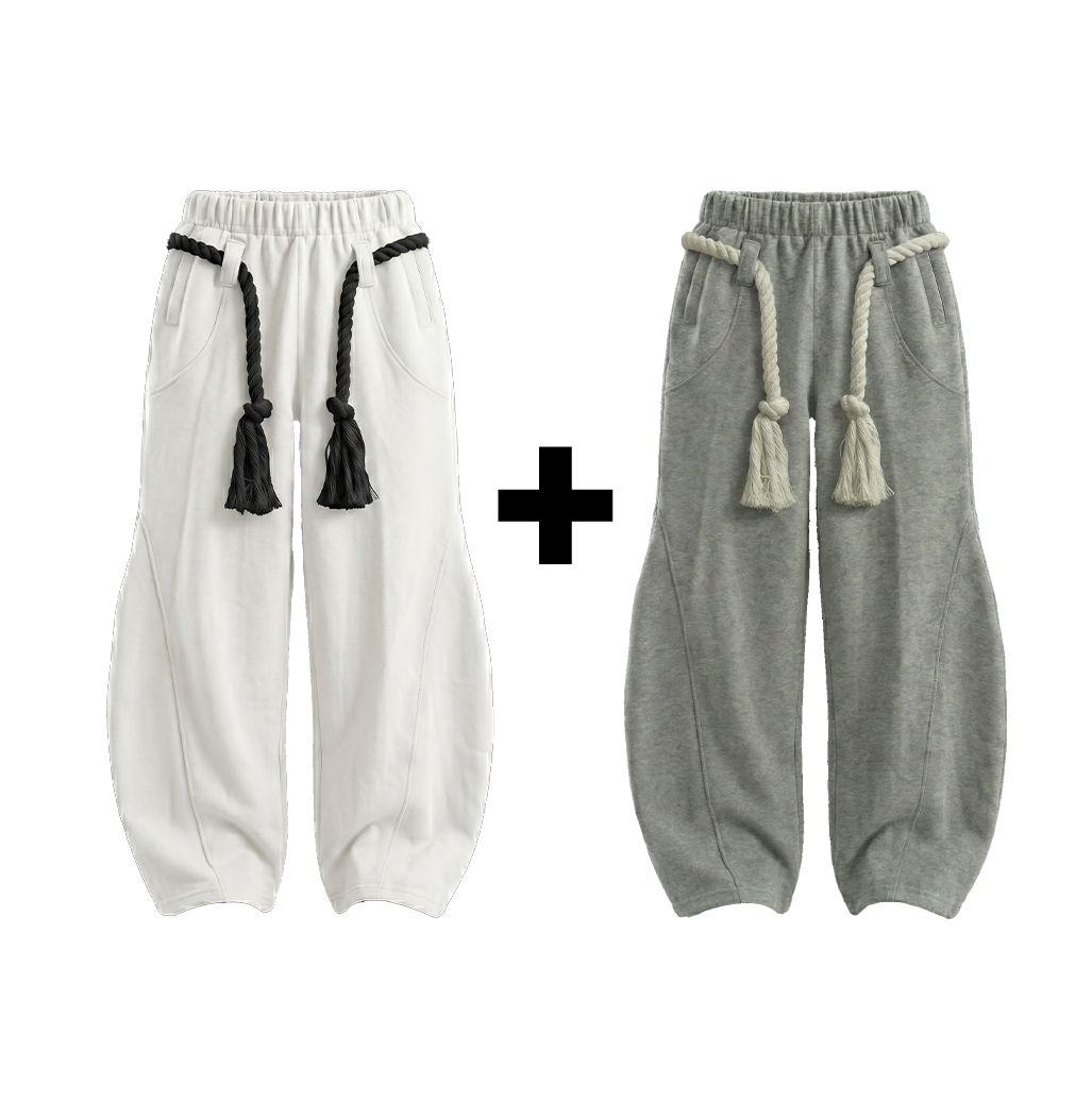 WHITE TOJI Rope Unisex Barrel Fit Baggy Pants