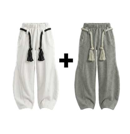 WHITE TOJI Rope Unisex Barrel Fit Baggy Pants